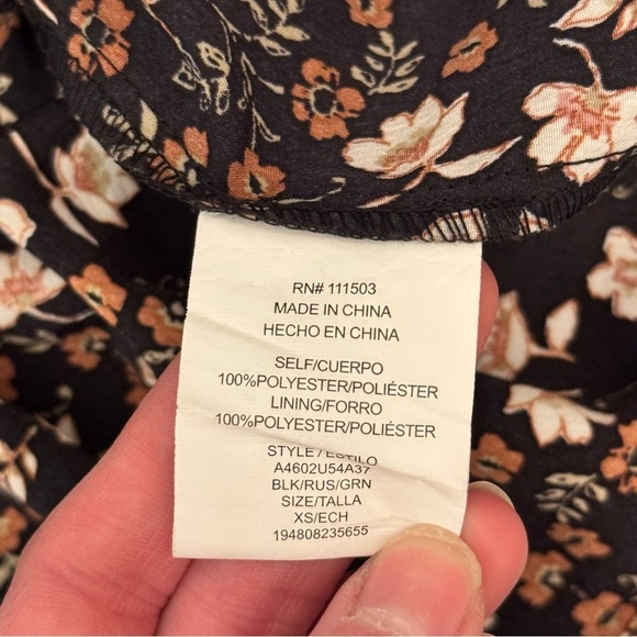 Lily Rose Women’s Black Floral Long Sleeve Cinch Front Baby Doll Dress Size XS - Picture 11 of 14